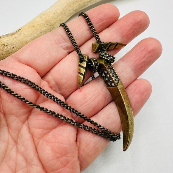 Giles & Brother x JM Brass Horn Toggle Necklace Rare - Picture 4 of 7